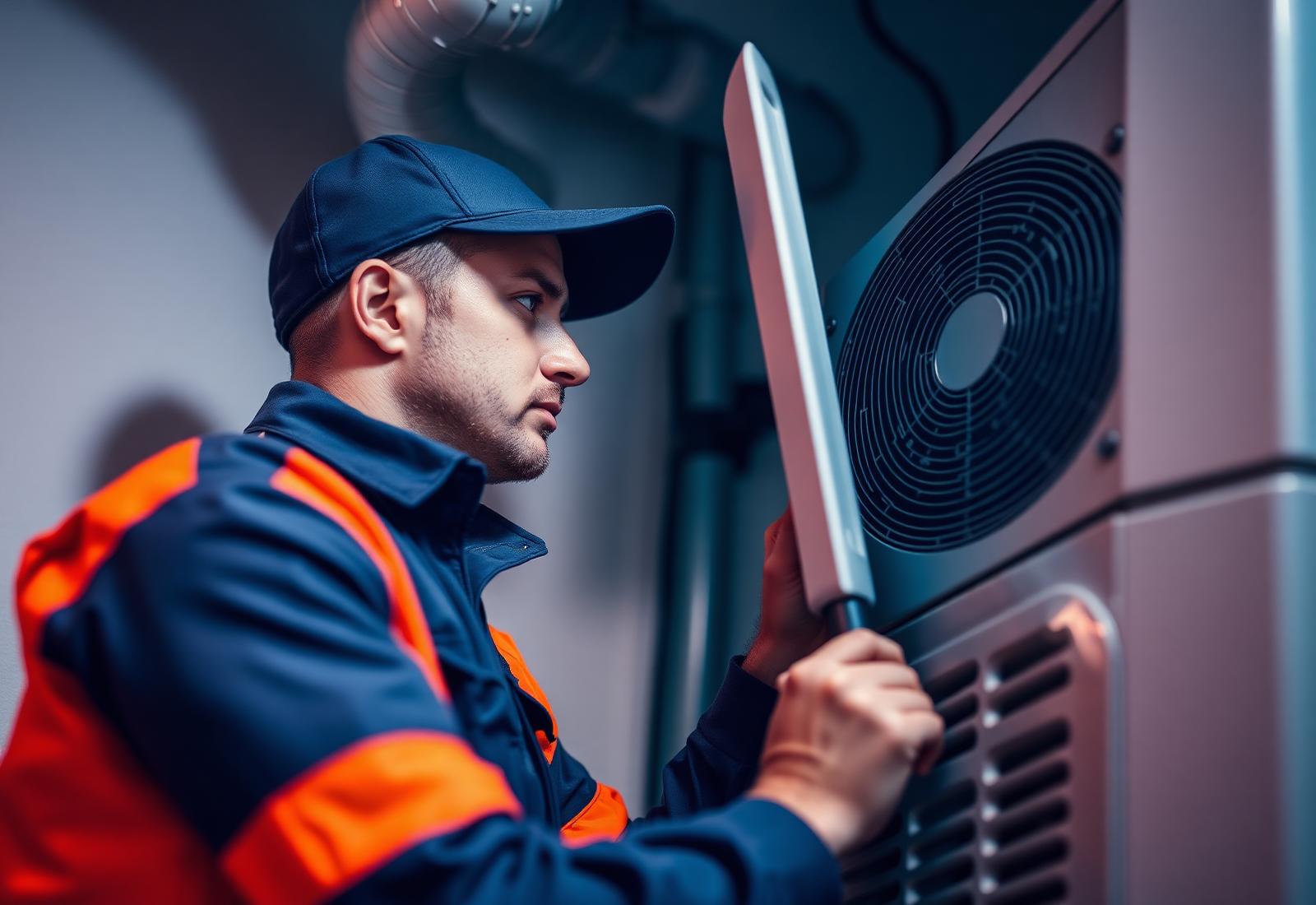 A1 HVAC technician servicing equipment